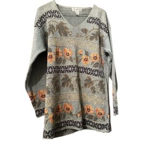 Jay Jacobs Vintage Angora Cable Knit Sweater Mock V-Neck Sz M Women